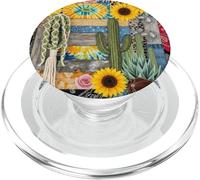 Boho Estampado de Leopardo Cactus Girasol Patchwork Western PopSockets PopGrip para MagSafe