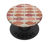 Boho Fish Pattern Ocean Marine Life Folk Art Aesthetic PopSockets PopGrip Adhesivo