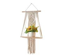 Boho Floating Shelves, Handmade Woven Tapestry Wall Storage Rack, Rustic Room Decoration, Macrame Decor Wall Storage Organizer for Kitchen, Bathroom, Living Room