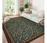 Boho Floral 80x150 Alfombra for Salon Lavable Large Dormitorio Alfombrilla Under Bed Comedor Area Tapete Table Bordered Cottagecore Indoor Oficina Apartment Easy Clean