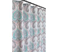 Boho Floral Damask Fabric Shower Curtain for Bathroom: Teal Pink Grey
