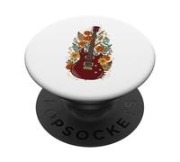 Boho Floral Electric Guitar Guitarist PopSockets PopGrip Adhesivo