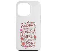 Boho Floral Embrace Glorious Mess - Cita inspiradora Carcasa para iPhone 13 Pro