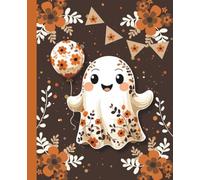 Boho Floral Ghost Composition Notebook: An Aesthetic Fall Journal for Teens and Women featuring a Cheerful Ghost with a Floral Balloon and Party Decorations - 110 Wide Ruled Pages