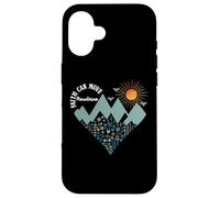 Boho Floral Mountain Flower Heart Faith Can Move Mountains Carcasa para iPhone 16