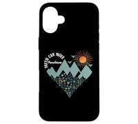 Boho Floral Mountain Flower Heart Faith Can Move Mountains Carcasa para iPhone 16 Plus