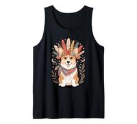 Boho Floral Pembroke Welsh Corgi Corgis Camiseta sin Mangas