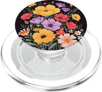 Boho Flower Bouquet sobre un fondo negro PopSockets PopGrip para MagSafe