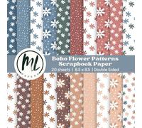 Boho Flower Patterns Scrapbook Paper: Floral Scrapbook Paper, Earthy Decorative Craft Paper for Card Making, Scrapbooking, Junk Journaling, ... for Mixed Media, Double-Sided, 8.5 x 8.5 inch