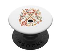 Boho Flowers Ice Hockey Sticks Puck PopSockets PopGrip Adhesivo