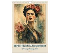 Boho Frauen Kunstkalender - 12 Vintage Kunstporträts (Wandkalender 2027 DIN A4 h