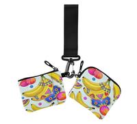 Boho Fruit Banana Colorido Monedero Doble Monedero Tarjetero Tarjetero Cartera Delgada Plana Tarjeta de Identificación Protector con Correa de Muñeca para Niñas 2 Paquetes Mujer para Tarjetas, Boho