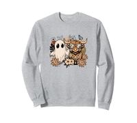 Boho Ghost Highland Cow Autumn Woman Fall Sudadera