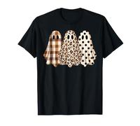 Boho Ghosts a Cuadros con Lunares y Estampado de Leopardo para niñas de Halloween Camiseta