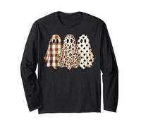 Boho Ghosts a Cuadros con Lunares y Estampado de Leopardo para niñas de Halloween Manga Larga