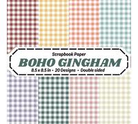 Boho Gingham Scrapbook Paper: 20 Double-Sided Decorative Sheets in Muted Earth Tones - 8.5 x 8.5 Inch Patterned Paper for Junk Journals, Bohemian Crafts, and DIY Stationery
