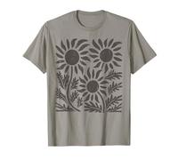 Boho Girasol Oscuro Flor Silvestre Floral Botánico Camiseta