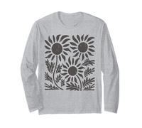 Boho Girasol Oscuro Flor Silvestre Floral Botánico Manga Larga