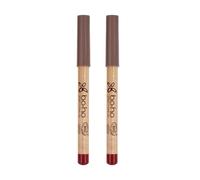 BOHO GREEN | Lápiz de labios 01 Rojo | Set de 2 | Contorno preciso, larga duración y comodidad óptima | 100% natural | Alta pigmentación | Madera con certificación PEFC | Práctico tamaño de 9 cm