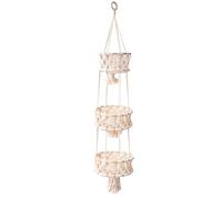 Boho Hanging Plant Holder - Multi-Layer Woven Rope Organizer | 3-Tier Macrame Flower Basket, Decorative Indoor Pot Storage, Unique Hanging Ornament for Bedroom, Balcony, Kitchen, Office, Housewarming