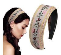 Boho Headbands For Women, Floral Embroidered Hairbands, Ethnic Vintage Style Headbands, Comfortable Stretchy Hair Accessories, Stylish Bohemian Hairpieces, Soft And Headbands, Headbands For Gi