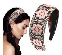 Boho Headbands for Women, Floral Embroidered Head Bands, Headbands for Girls, Hair Accessories, Etnic Hair Bands, Etnic Headband for Everyday Wear, 5.51x1.89 Inches