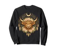 Boho Highland Cow Floral Moon Scottish Highland Ganado Sudadera