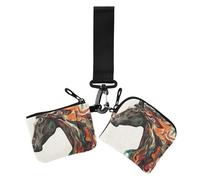 Boho Horse - Monederos coloridos para mujer, tarjetero, monedero, monedero minimalista con llavero, 2 paquetes, Caballo bohemio colorido, 1 size, Casual