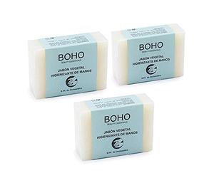 BOHO Jabon Vegetal de manos con Clorhexidina, Coco, Oliva y Aloe 100gr., 3 Unidades