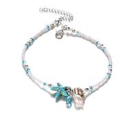 Boho Lady Beaded Starfish Charm Sandalia de pie descalzo Cadena del pie Tobillera Pulsera Tobillo Blanco Convenient And Clever