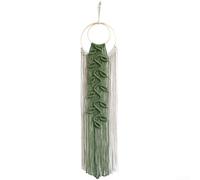 Boho Leaf Fringe Wall Hanging Hand Woven Cotton Rope Modern Minimalist Decor For Living Bedroom Balcony Red Green Tapestry Art 98x20cm (verde)