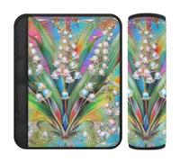 Boho Lily of Valley Floral Rainbow 2 piezas cinturón de seguridad cojín correa de hombro protege tu cuello y hombros para bolsa de forro para cinturón de seguridad