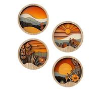 Boho Living Room Wall Art - Boho Living Room Wall Decor, 7,87 pulgadas Round Wooden Frames Aesthetic Ornament For Porch Fireplace Balcony Gallery Bookshelf Patio Windowsill