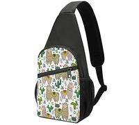 Boho Llama Cactus patrón Sling Bag Crossbody Hombro Viaje Pecho Mochila Senderismo Mochila para Deportes Compras Trabajo