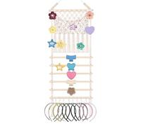 Boho Macrame Claw Clip Holder, Scrunchie Tie Hair Organizer Rack, Wall Hanging Hair Accessory Storage, Decorative Clip Display Holder, Minimal Aesthetic Style Design, Bedroom Bathroom Use