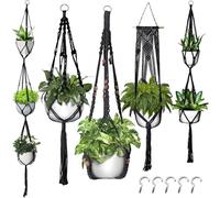 Boho Macrame Hangers, 5 Pieces Plant Pot Holders, Indoor Flower Pot Support with Sturdy Knots, Ceiling Wall Suspension with Stylish Design, Rope Plant Display, Home Decor for Balcony or Bedroom