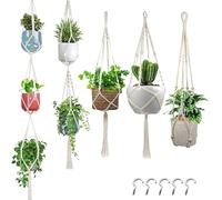 Boho Macrame Hangers, 5 Pieces Plant Pot Holders, Indoor Flower Pot Support with Sturdy Knots, Ceiling Wall Suspension with Stylish Design, Rope Plant Display, Home Decor for Balcony or Bedroom
