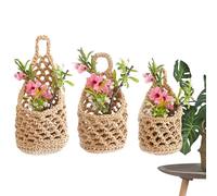 Boho Macrame Plant, Hanger Cream Hand Woven, 20x10cm / 7.87 × 3.94 Inch, with Wall Mounted Flower Pot Holder Cotton Rope Knot Design, Support Hanging Basket, Plant Display for Home Patio Balcony