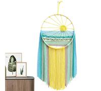 Boho Macrame Wall Art - Decoración de pared de diseño de puesta de sol, Boho Dream Catcher | Decoración interior de algodón bohemio hecha a mano, hermoso tapiz de alambre, decoración de pared para