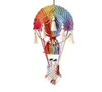 Boho Macrame Wall Hanging Tapestry Art Hot Air Balloon Ornament Home Decor with Tassel For Nursery Bedroom Apartment(Colorful)