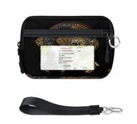 Boho Magic Moon Sun Mini - Funda para tarjetas con cremallera para mujeres y hombres, con ventana de identificación, diseño bohemio, luna mágica, sol, cartera, portátil, ligera, pequeña, con