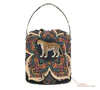 Boho Mandala Flowers Leopard Colorful Crochet Bag with Holes Yarn Bags Crocheting for Art Supply Yarn Separator Crocheting