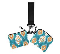 Boho, monedero, monedero desmontable con cremallera y bolsillo para monedas para mujer, 2 unidades, color verde y naranja, verde, naranja (Boho Green Orange), 1 size, Casual