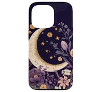 Boho Moon Phases Floral Aesthetic Chic Carcasa para iPhone 13 Pro