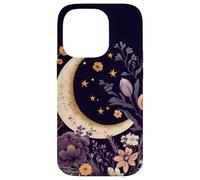 Boho Moon Phases Floral Aesthetic Chic Carcasa para iPhone 14 Pro
