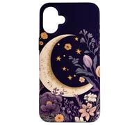 Boho Moon Phases Floral Aesthetic Chic Carcasa para iPhone 16 Plus