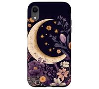 Boho Moon Phases Floral Aesthetic Chic Carcasa para iPhone XR
