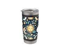 Boho Moon Sun Floral Abstract Pattern Mujeres Niñas Lunar Vaso térmico de acero inoxidable de doble pared