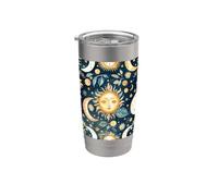 Boho Moon Sun Floral Abstract Pattern Mujeres Niñas Lunar Vaso térmico de acero inoxidable de doble pared
