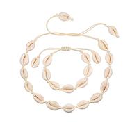 Boho Natural Shells Collar Pulsera Conjunto para Mujeres White Seashell Collar Ocean Choker Joyas Hecho a Mano Regalos de Cumpleaños para Niñas Handy And Professional
